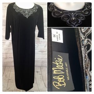 Bob Mackie Velour Embellished full legnth Dress